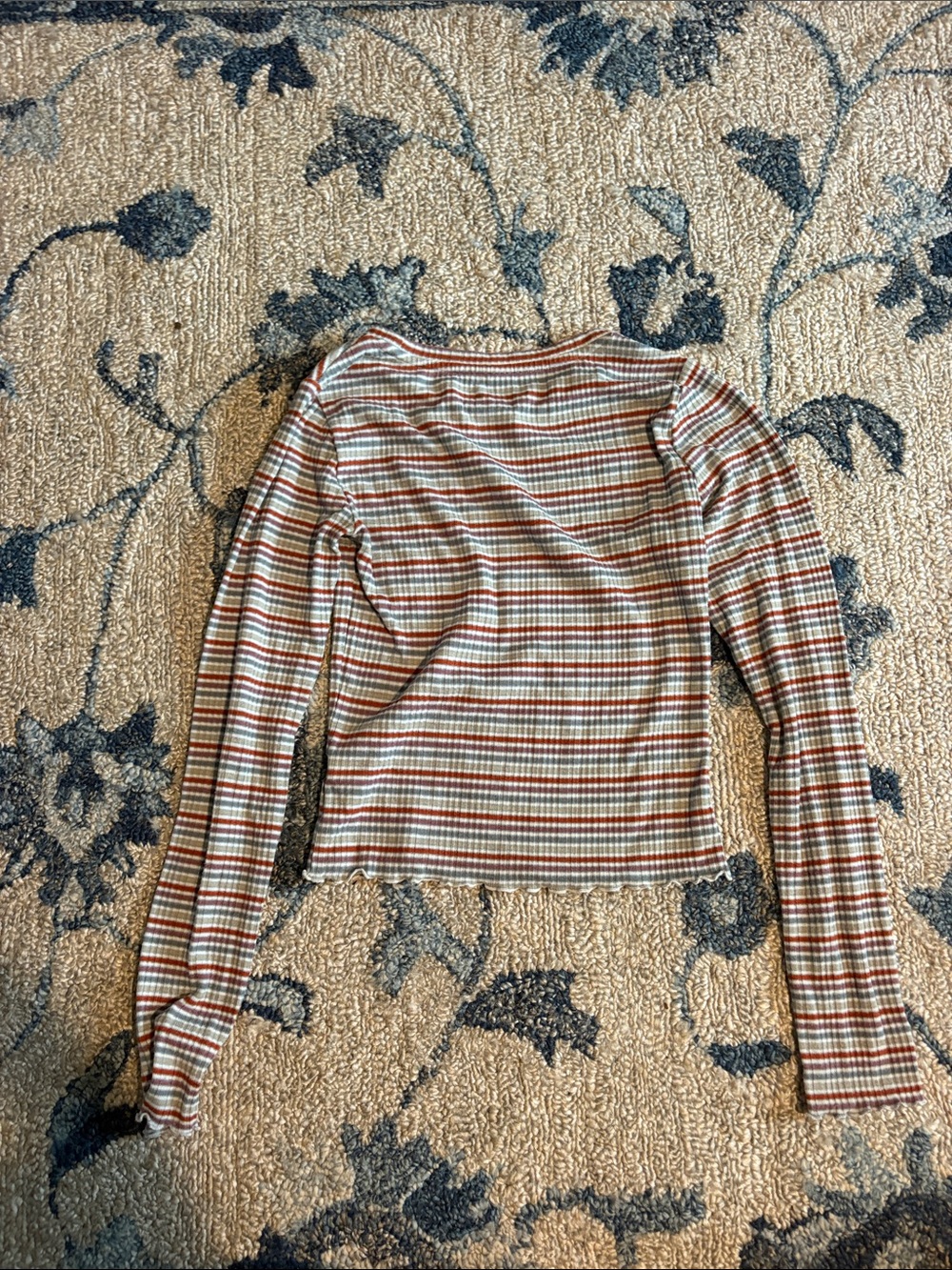 Long-Sleeve Striped Ruffle Hem Tee - Multi Color - Picture 2 of 2